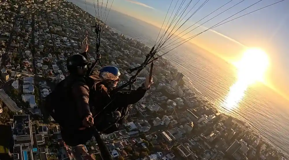 Dusk over the city with the wing above